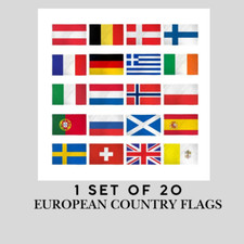 Set of 20 European Countries 2x3ft Poly Flags Set for Classrooms  Parades