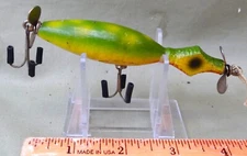 Unique Vintage Top Water Lure by Unknown Maker, PE, Bright Clean Hdw, 3 3/4"
