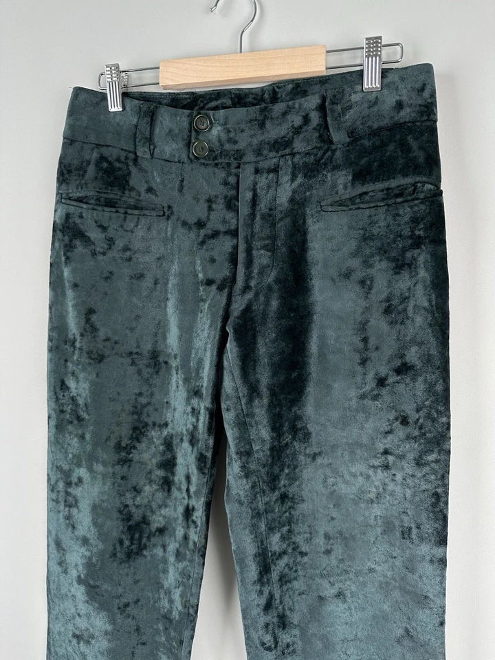 Vintage Women's DOLCE & GABBANA Velvet Pants Green Size IT46 - Image 3 of 4