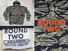 Round Two Hoodie Camo Tiger Stripe Orange Logo Black Green XXL Made In USA