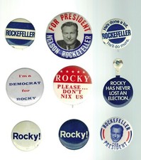 NELSON ROCKEFELLER - President  & Governor button collection - 8 buttons / 1 tab
