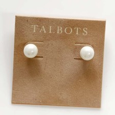 New 8mm Talbots Minimalist Pearl Stud Earrings Chic Women Party Vacation Jewelry