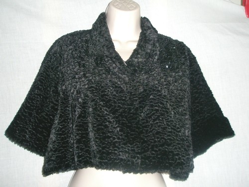 NEW WOMEN CALVIN KLEIN MAN MADE FUR SHRUG SHORT SLEEVE BLACK COLOR SIZE S - Picture 5 of 8