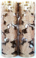 Bath  Body Works GOLD GLITTER LEAVES Fine Fragrance Mist Sleeve Cover, NEW X 2