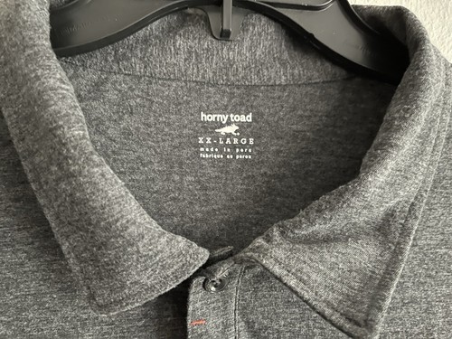 Horny Toad Men Polo Shirt 2XL Long Sleeve Gray Lightweight Pocket Organic Cotton - Picture 5 of 6