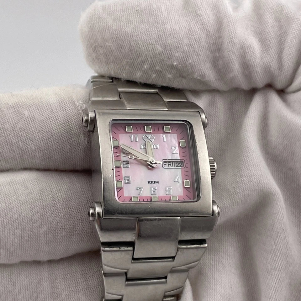 Reloj Reactor MC2 Mujer Raro Aspecto Perla Dial Día Fecha 25mm Estuche Cuarzo Pulsera Foto 4 de 4