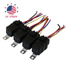 4 pack 5 pin  wire Heavy Duty Car Auto Relay 12V 40 amp Waterproof Plug Socket
