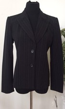 NWT Rafaella Women's Black Stripe Polyester Blend Blazer Jacket Size 8P, Ret. 94