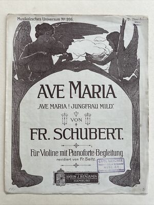 Klavier Noten Ave Maria Fr. Schubert Fr. Seitz Anton J. Benjamin 