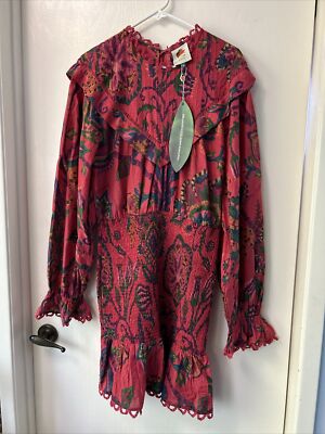 Farm Rio Sunset Tapestry Mini Dress Red Floral Size M. New With Tags