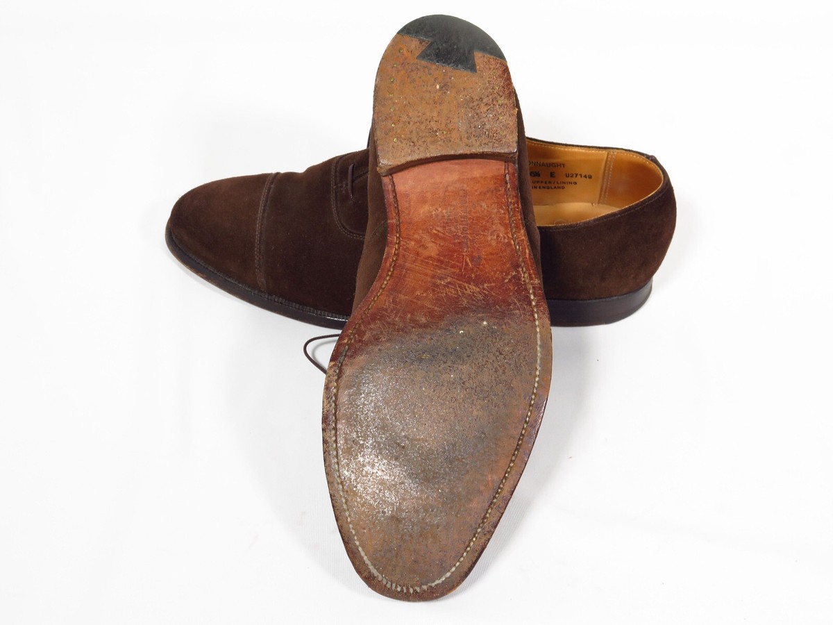 Crockett & Jones Dark Brown Calf Suede Connaught Straight Cap