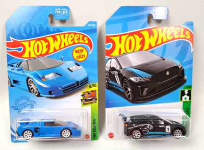 HOT WHEELS SUPER CUSTOM-94 Bugati E8110 & Jaguar TROPHY  w/Real Tires & TH Logo