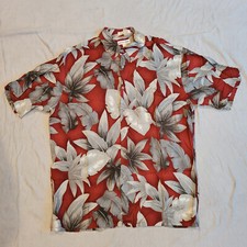 Pierre Cardin hawaiian floral button up shirt LARGE 100 Rayon