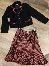 Vintage Robbie Bee Two Piece Skirt Set Size 14P Black,Red,Gold