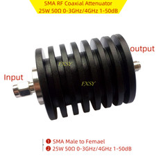 SMA RF Coaxial Attenuator 25W 50  0-3GHz/4GHz 1/2/3/5/6/10/15/20/25/30/40/50dB
