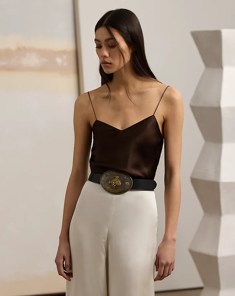 Camisola Ralph Lauren Silk Charmeuse en arena, talla 12 precio de venta sugerido por el fabricante $590 Foto 4 de 4