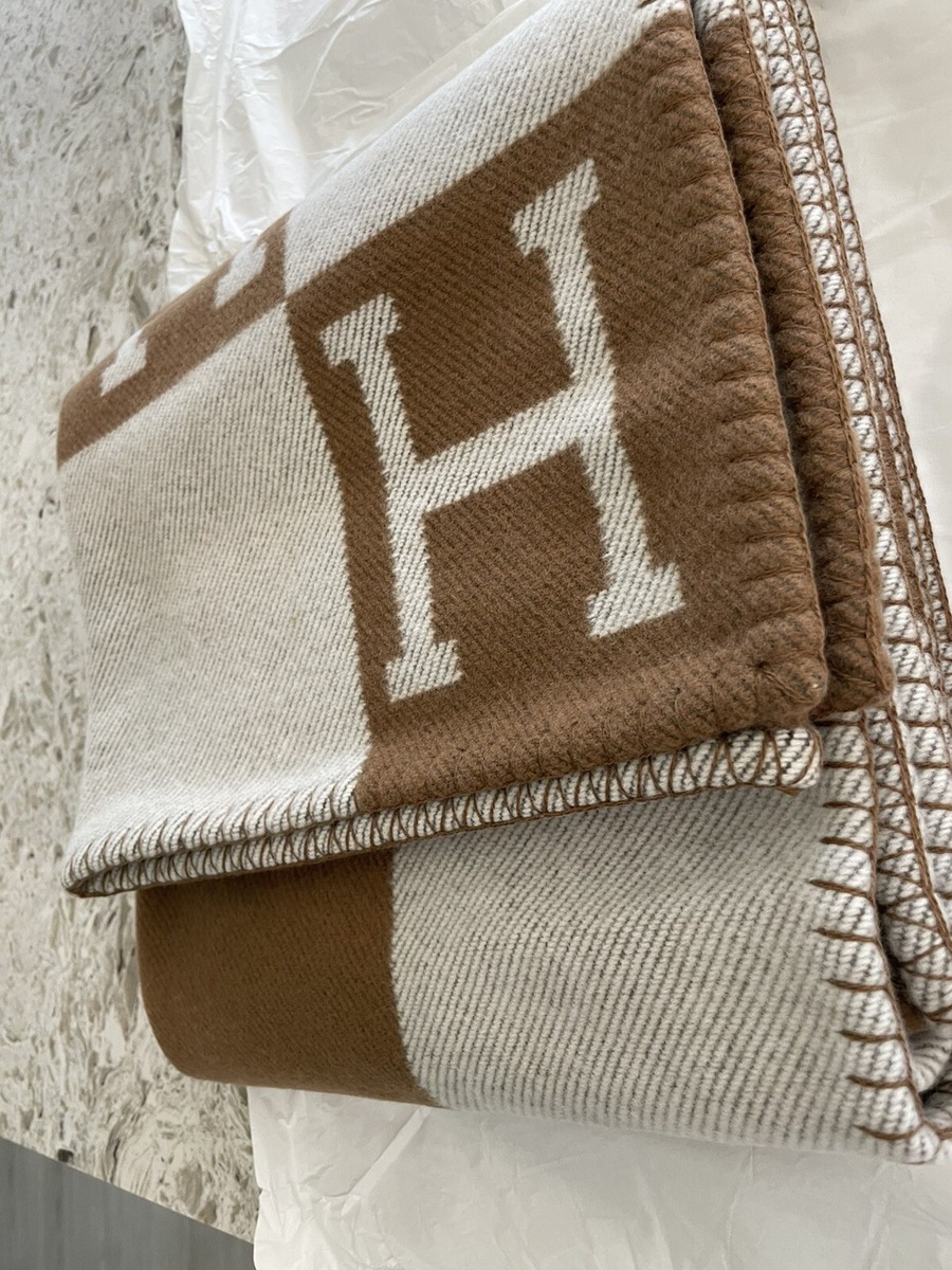 Hermes Avalon throw blanket Classic Écru/Camel Wool And Cashmere