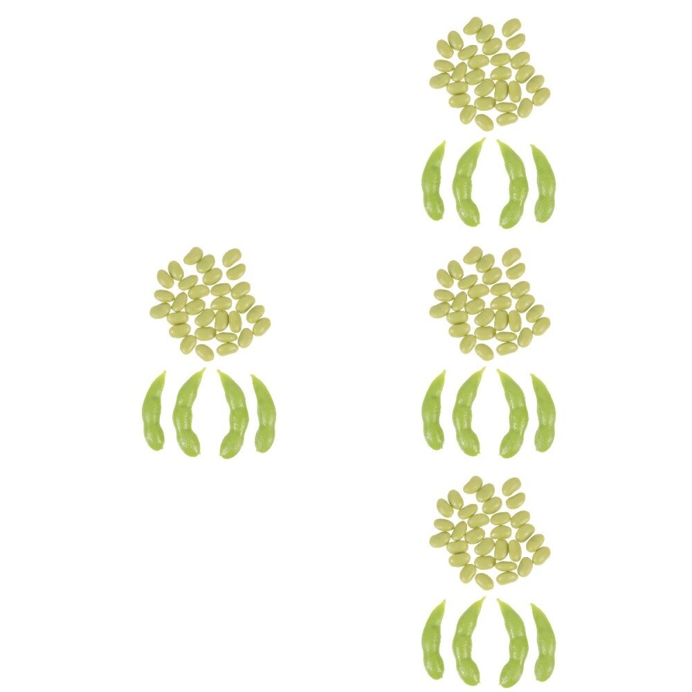 4 juegos de alimentos vegetales realistas de frijoles emulativos de plantas sintéticas edamame