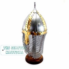 18GA Steel Medieval Norman Viking Knight Helmet With Chainmail Replica
