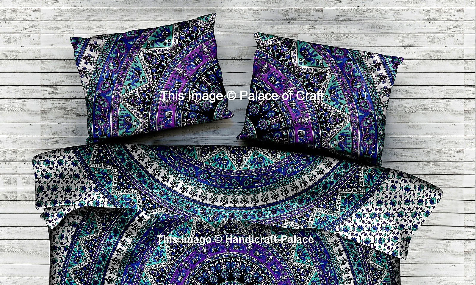 Indian Elephant Mandala Cushion Cover Ethnic Bed Pillow Case Cotton Sham Throw