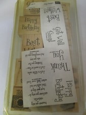 STAMPIN' UP Wood Mounted Rubber Stamps, Set of 12, never inked 2001 Vintage