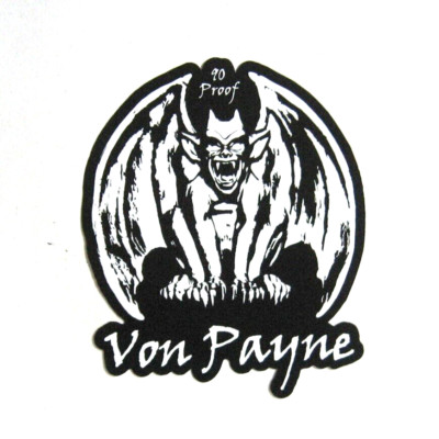Von Payne Black Whiskey Sticker Vampire Teeth Black and White Logo