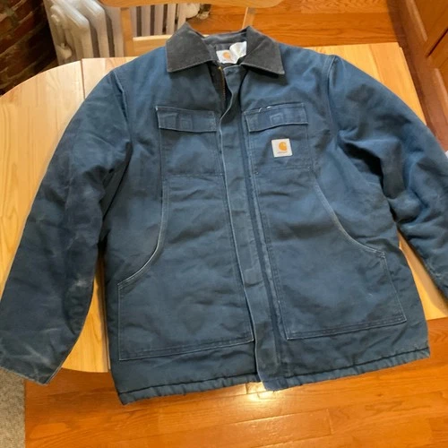 Vtg 95 Carhartt 42 Jacket Artic Navy Quilted Duck CQ182 USA Union Coat  - product listing photo
