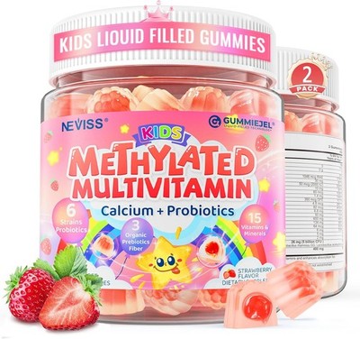 Kids Multivitamin Gummies + Calcium, Probiotics, Vitamin D3, C, Methylated B12