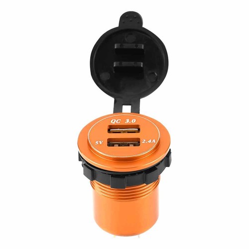 ♪ Podwójna szybka ładowarka USB3.0 QC i woltomierz do DC Car Boat Mobile Yellow - Zdjęcie 3 z 6
