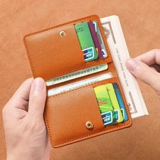 Unisex Slim Leather Front Pocket Wallet ID Credit Card Holders Small Coin Purse