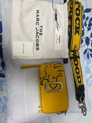 Marc Jacobs Peanuts Yellow Camera Shoulder Bag with Logo Strap