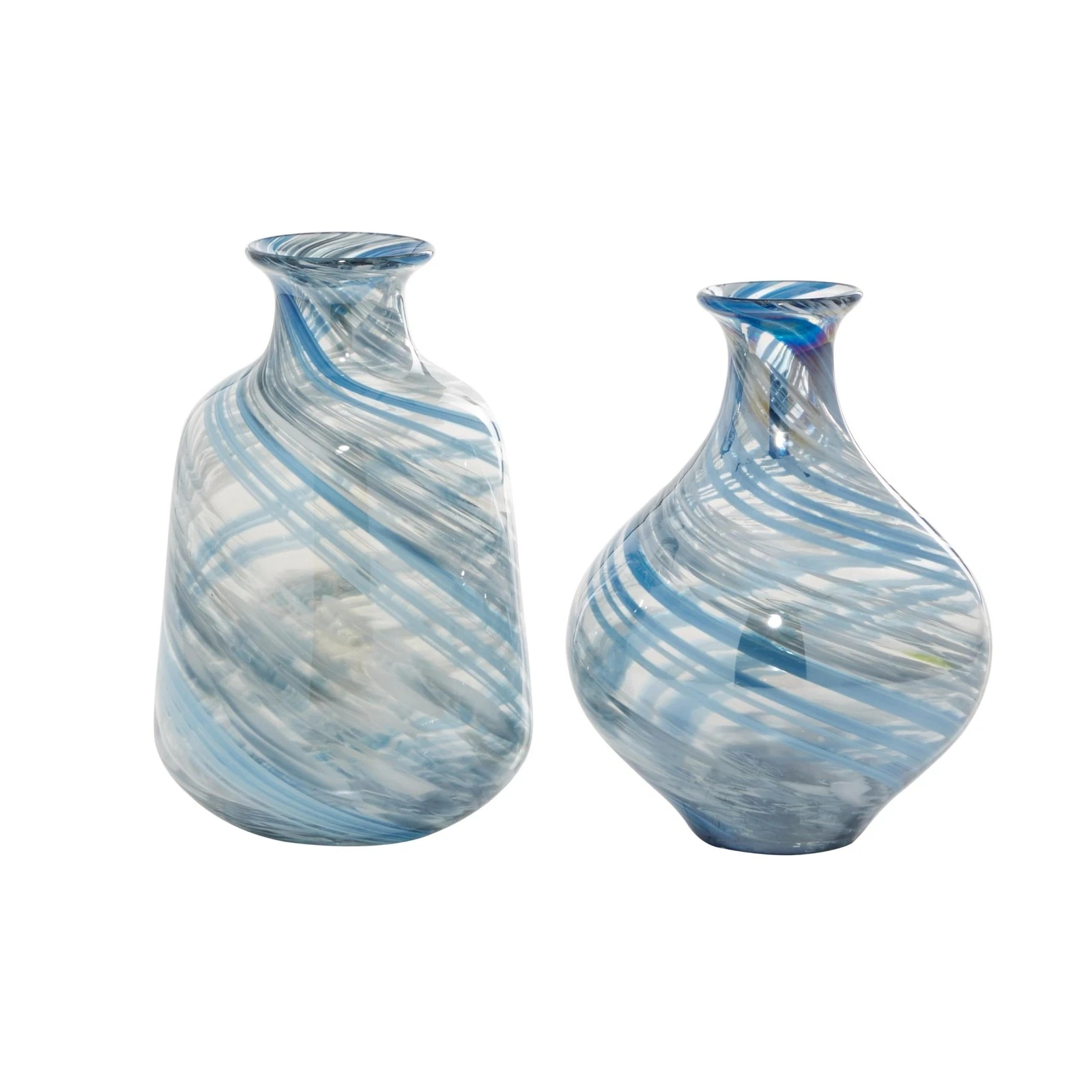 Glass Handmade Decorative Vase Blown Centerpiece Vases, Set of 2 Flower Vases...