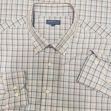 Peter Millar Men XL Crown Crafted Blue Red Plaid Button Down Golf Performance