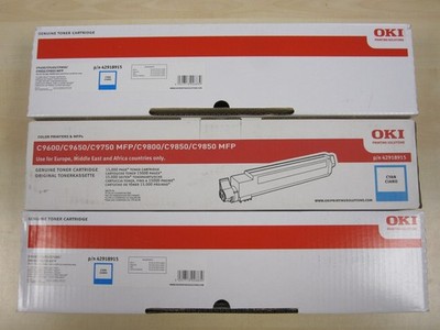 3x Original OKI C9650/C9850 Toner cyan 42918915