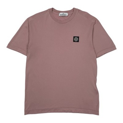 Stone Island Compass Logo T-Shirt Herren Staubrosa Baumwolle Freizeit Oberteil Größe Small S