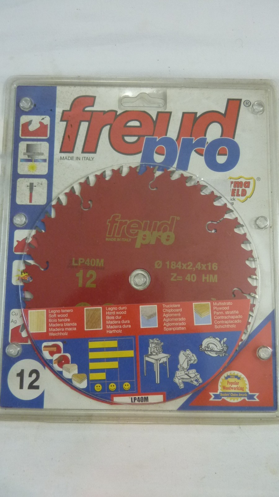 Freud Pro LP40M 12 184mm 16 Bore Cross Cutting Circular Saw Blade 184x2.4x16