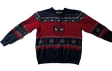 Marvel Spider-Man Christmas Sweater Youth Large YL Red Blue Ur Universe Holiday