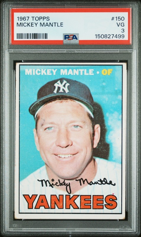 1967 TOPPS #150 MICKEY MANTLE PSA 3 Newly Graded