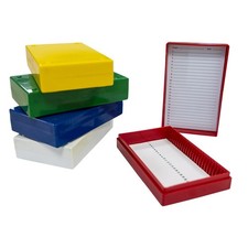 Microscope Slide Storage Box, 25-Place Plastic Microscope Slide Holder with F...