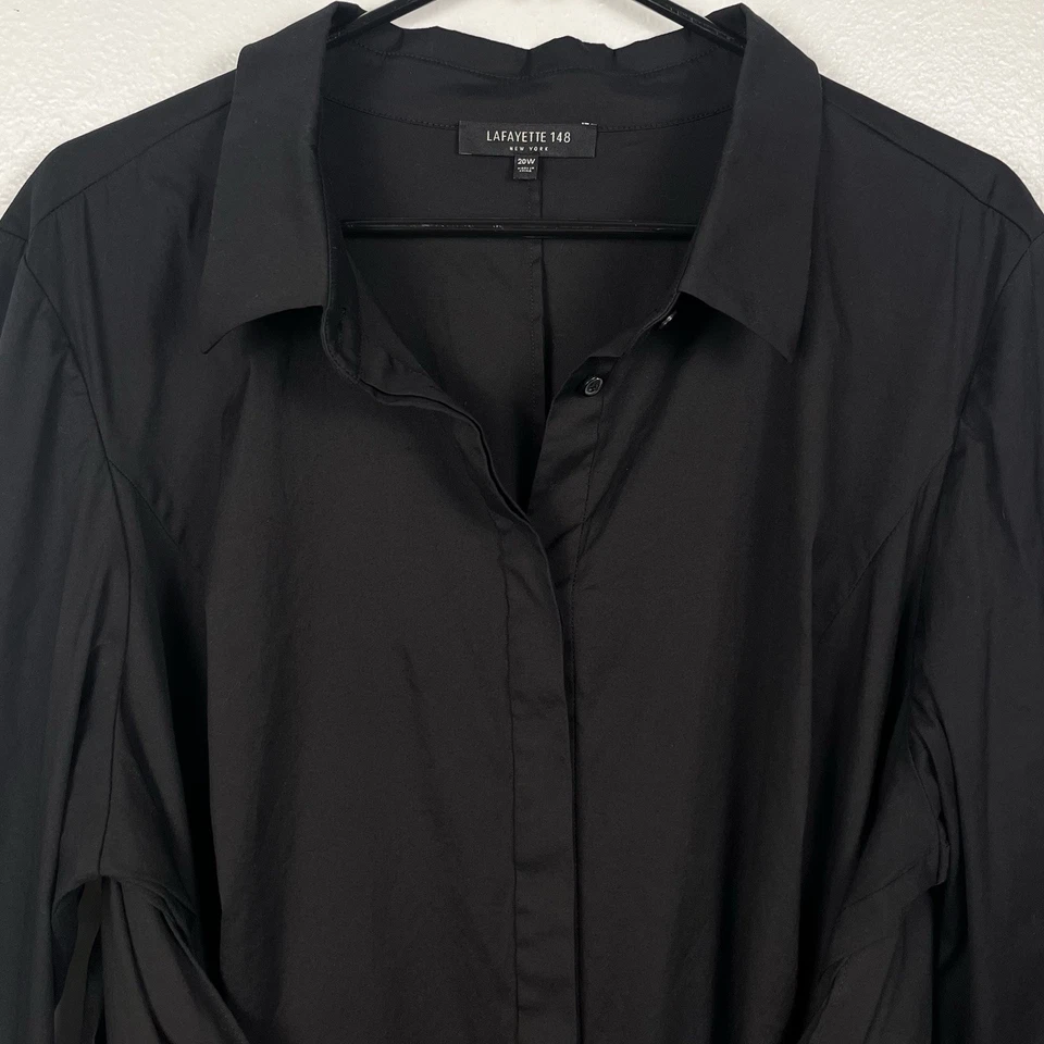 Vestido camisero manga larga de algodón elástico talla 20 Lafayette 148 para mujer Foto 2 de 4