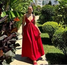 ZARA : ZW COLLECTION Red Open-Back Dress : Size L Ref 2816/653 :