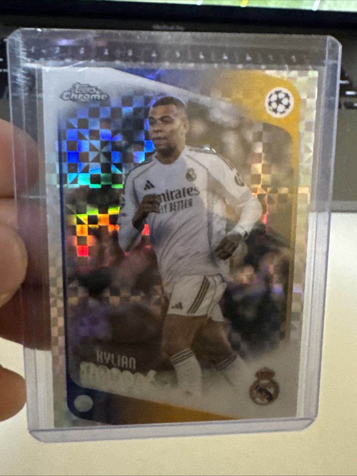 KYLIAN MBAPPE CHECKERBOARD REFRACTOR HOLO CARD 2025-26 Topps Chrome - France view 3