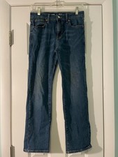 Old Navy Boys Jeans Size 12 Straight Fit Dark Wash Denim Pants Adjustable Waist