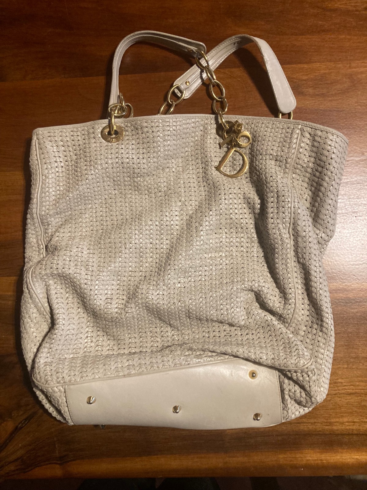 BORSA CHRISTIAN DIOR PELLE BEIGE CM 45X45 - COME DA IMMAGINI