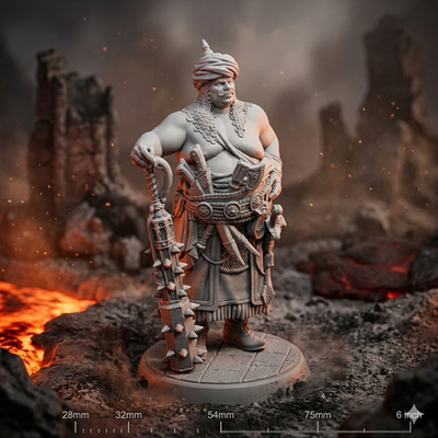 Sultan Executioner Brute Giant Mace - TTRPG Wargaming 28 32 54 75 150mm Resin