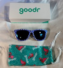 Goodr New Polarized Sunglasses Limited Edition blue/white crisscross pattern