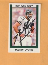 Marty Lyons New York Jets AUTO Signed 1989 Panini Sticker Alabama Crimson Tide
