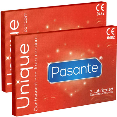 Pasante Unique AT-10 Kondome latexfrei hypoallergen extra dünn, 3,6,72 Stück