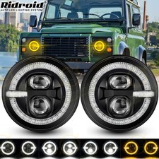 Pair 7 inch LED Round Headlights HI/LO Turn For Land Rover Defender 110 90 Rover