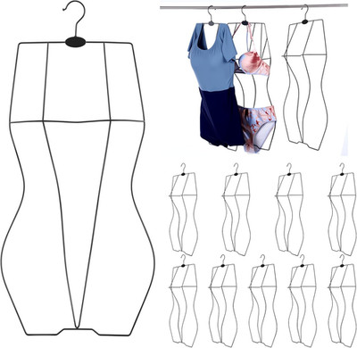 10 Pack Body Shape Lingerie Hangers for Swimsuits & Dresses - Black Metal